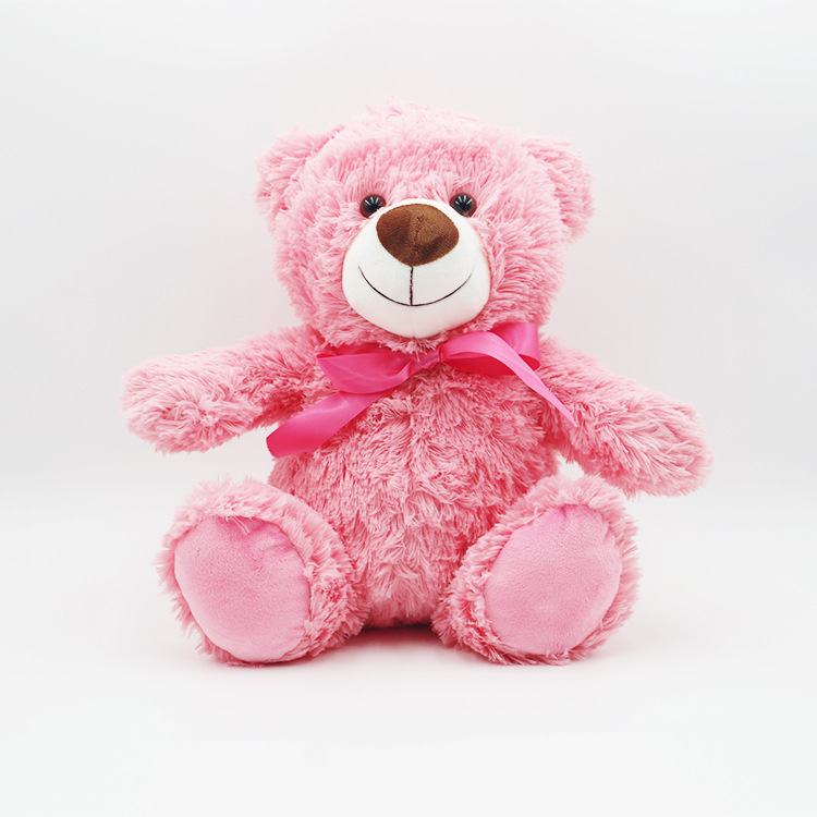 Розовый плюшевый мишка с бантом, плюшевая мягкая игрушка в подарок для детей и взрослых