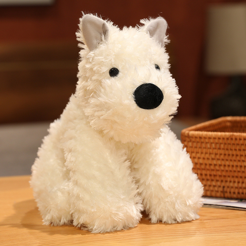 Пользовательские плюшевые очаровательные игрушки для собак, мягкие куклы для собак West Highland, плюшевые игрушки для щенков с шарфом, индивидуальный логотип