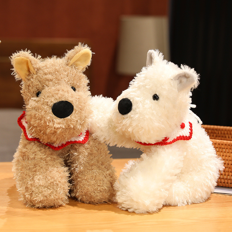 Пользовательские плюшевые очаровательные игрушки для собак, мягкие куклы для собак West Highland, плюшевые игрушки для щенков с шарфом, индивидуальный логотип
