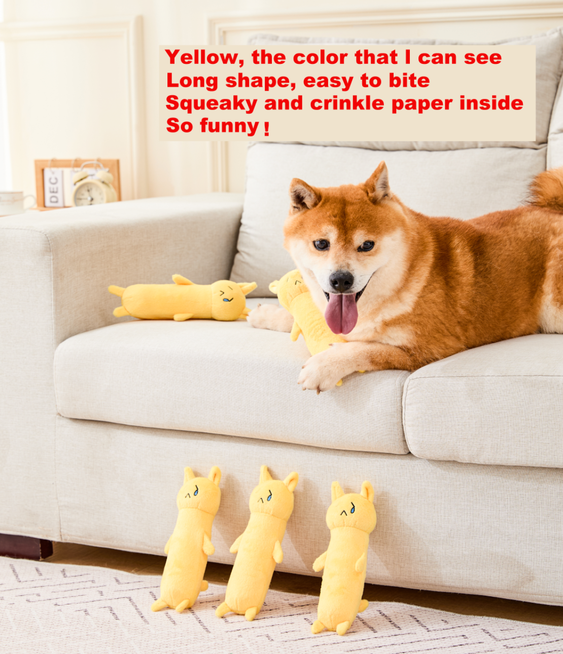 Желтые длинные скрипучие игрушки для собак, интерактивные игрушки для собак, жесткие игрушки для собак, жевательные игрушки для собак, очаровательные мягкие игрушки для маленьких пород