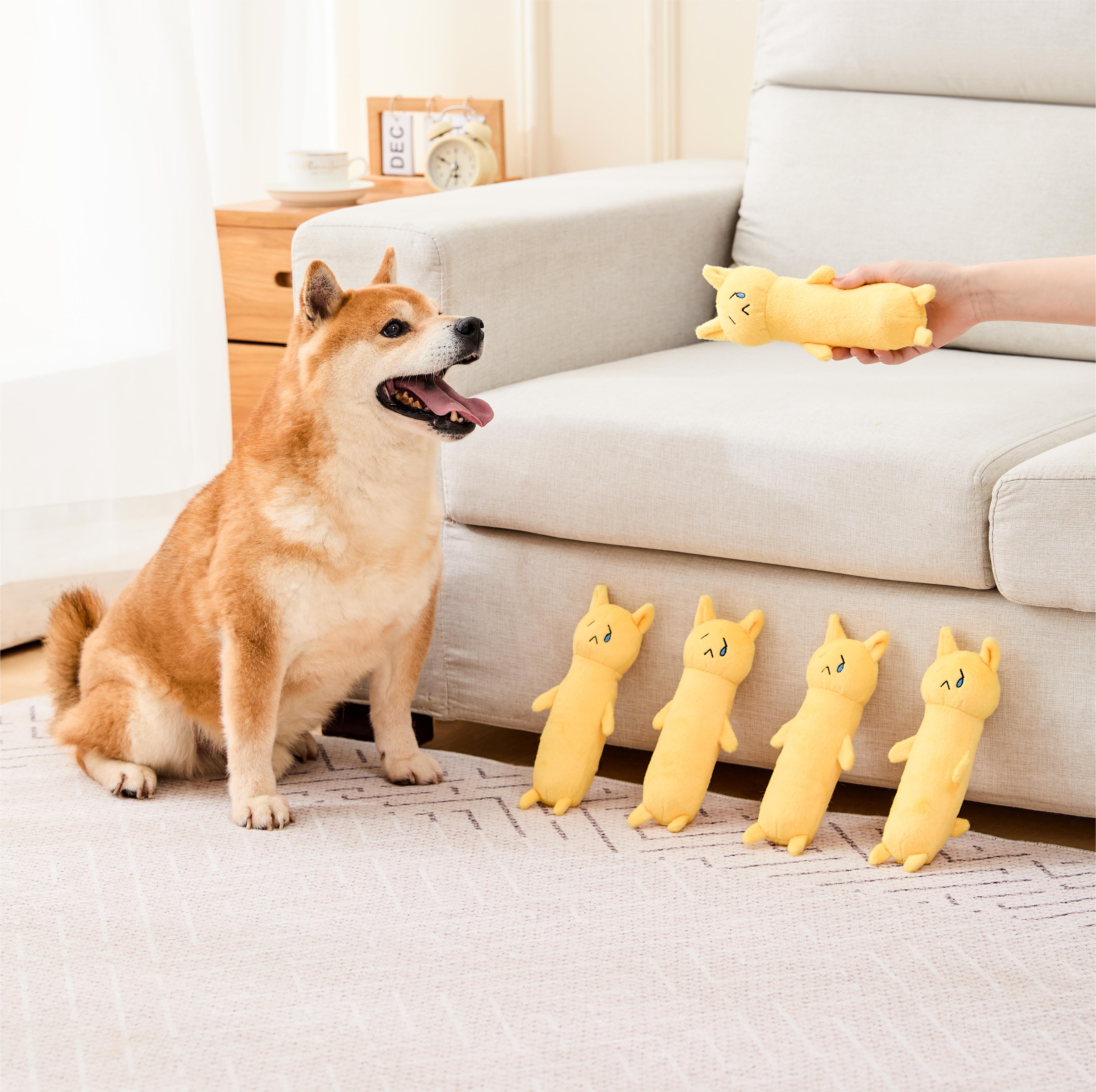 Желтые длинные скрипучие игрушки для собак, интерактивные игрушки для собак, жесткие игрушки для собак, жевательные игрушки для собак, очаровательные мягкие игрушки для маленьких пород