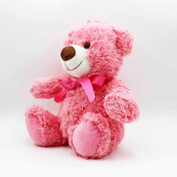 Розовый плюшевый мишка с бантом, плюшевая мягкая игрушка в подарок для детей и взрослых